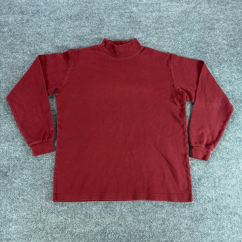 VTG Woolrich Womens Claret Red Mock Neck Long Sleeve Sz S Cotton Blend Layering